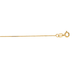 14K Yellow Gold 0.5mm Diamond Cut Flat Cable 18 Chain with Spring Ring