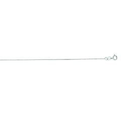 14K White Gold 0.5mm Diamond Cut Flat Cable 20 Chain with Spring Ring
