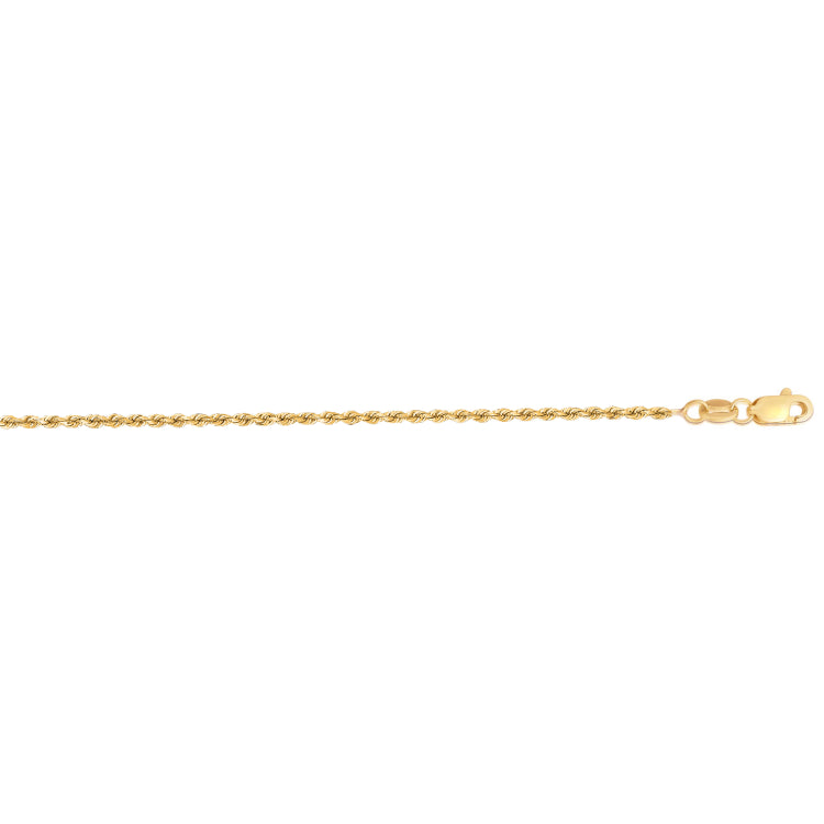 14K Yellow Gold 24 1.4mm Diamond Cut Royal Rope Chain with Lobster Lock