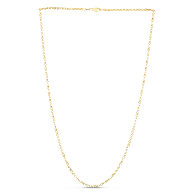 14K Yellow Gold 2.5mm Lite Rolo 7 Chain Bracelet with Lobster Lock