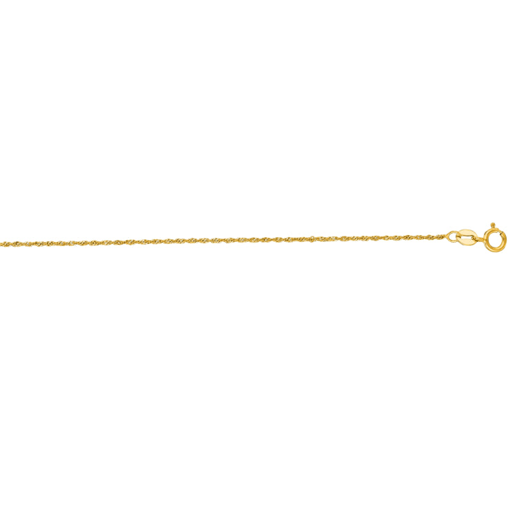 14K Yellow Gold 1.1mm Singapore 18 Chain with Spring Ring Clasp
