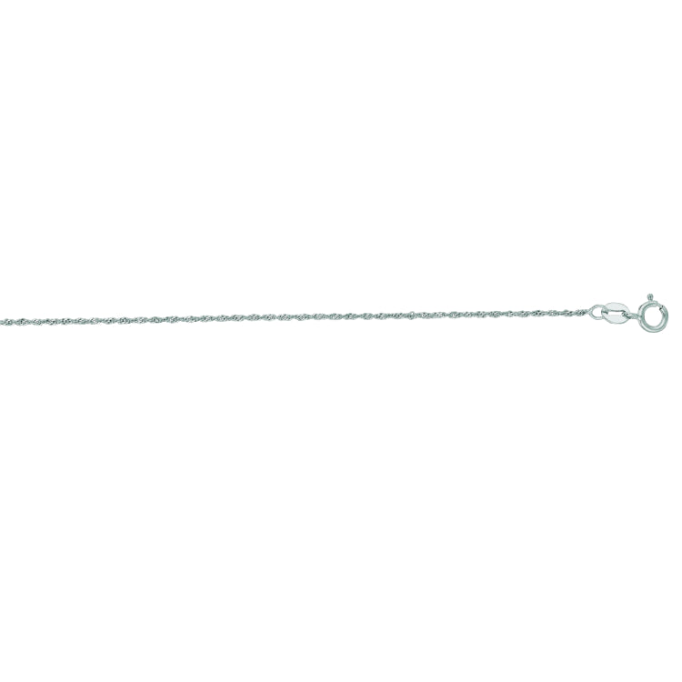 14K White Gold 1.1mm Singapore 16 Chain with Spring Ring Clasp