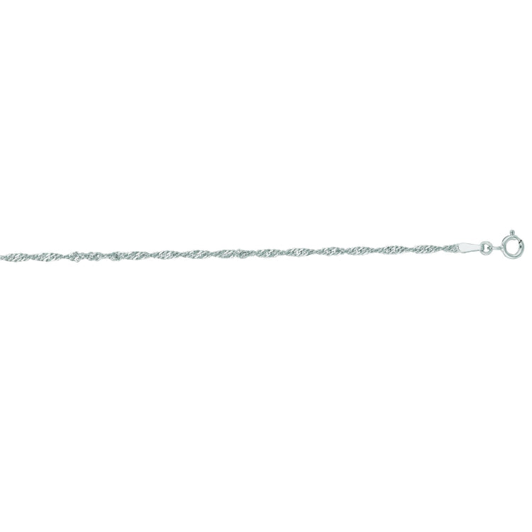 14K White Gold 1.8mm Singapore 18 Chain with Spring Ring Clasp