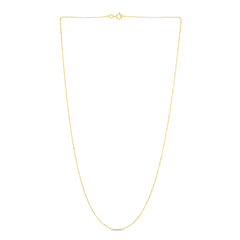 14K Yellow Gold 0.9mm Diamond Cut Bead 20 Chain with Spring Ring Clasp