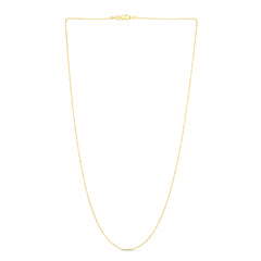 14K Yellow Gold 1.1mm Diamond Cut Bead 20 Chain with Lobster Lock