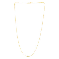 14K Yellow Gold 0.9mm Diamond Cut Bar and Bead 16 Chain with Lobster Lock