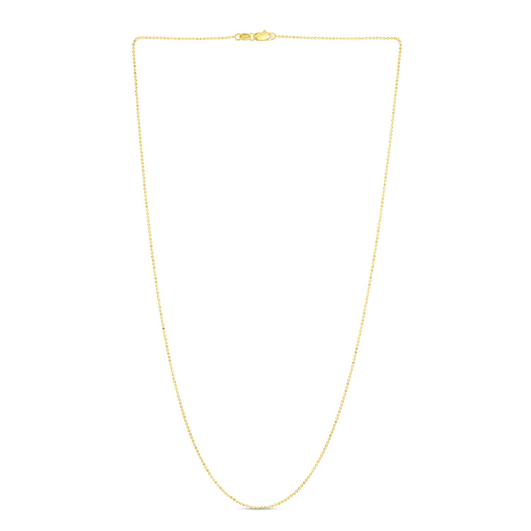 14K Yellow Gold 0.9mm Diamond Cut Bead 18 Chain with Lobster Lock