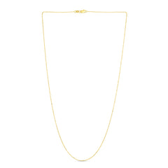 14K Yellow Gold 0.9mm Diamond Cut Bead 18 Chain with Lobster Lock