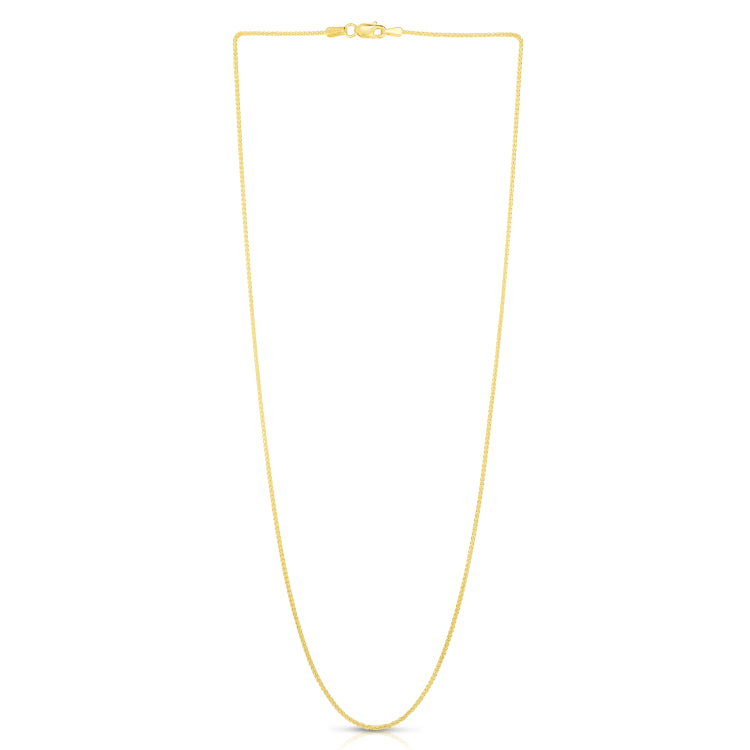 14K Yellow Gold 1mm Round Wheat 24 Chain with Lobster Lock