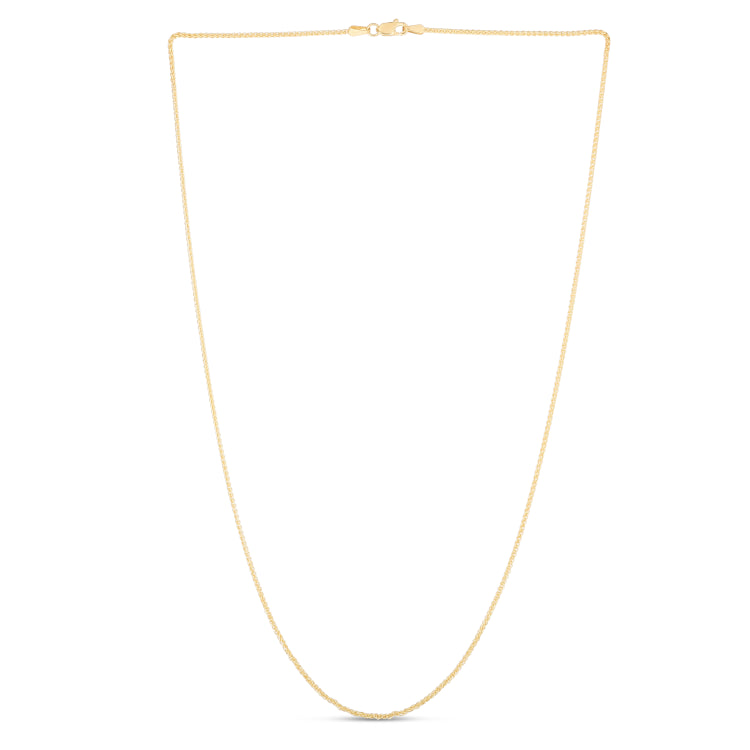 14K Yellow Gold 1.2mm Round Wheat 18 Chain with Lobster Lock