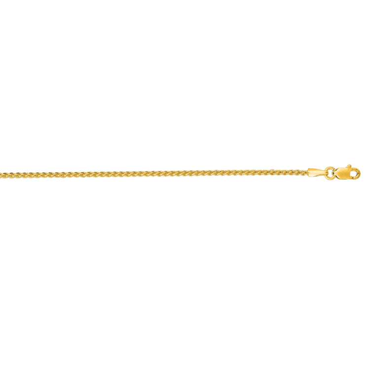 14K Yellow Gold 1.5mm Round Wheat 18 Chain with Lobster Lock