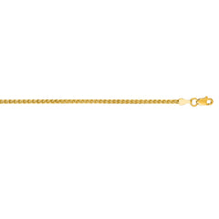 14K Yellow Gold 2.1mm Round Wheat 30 Chain with Lobster Lock