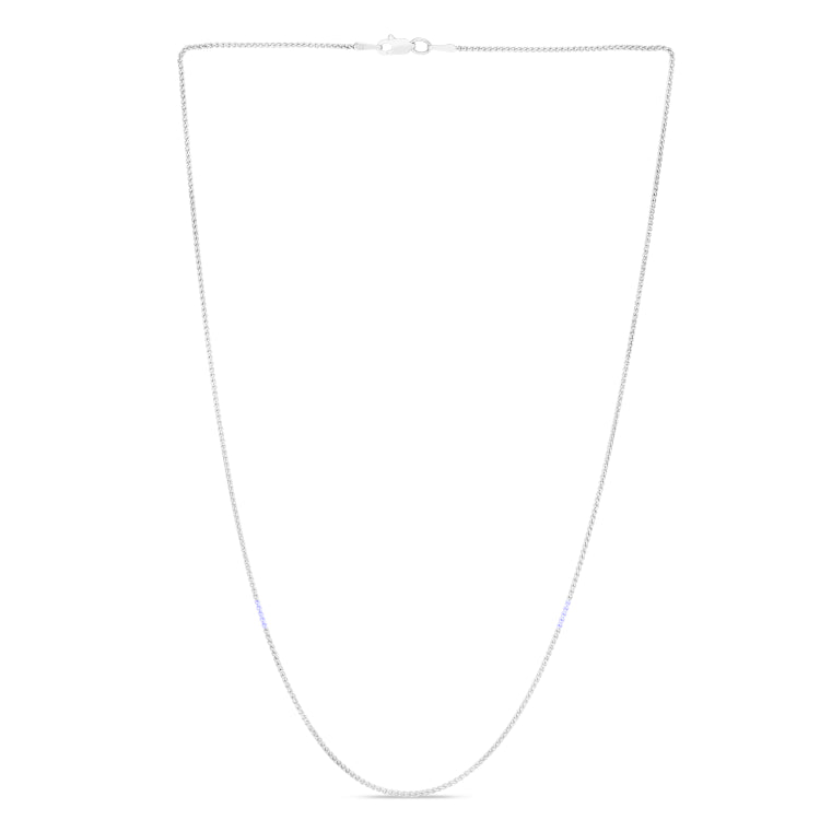 14K White Gold 1.2mm Round Wheat 18 Chain with Lobster Lock