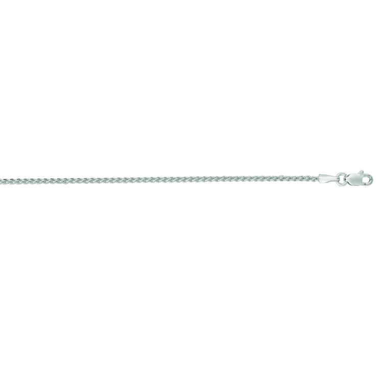14K White Gold 1.5mm Round Wheat 16 Chain with Lobster Lock