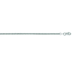 14K White Gold 2.1mm Round Wheat 16 Chain with Lobster Lock