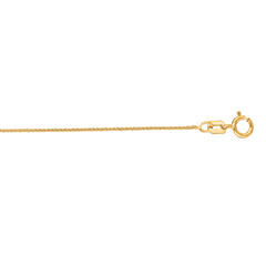 14K Yellow Gold 0.6mm Diamond Cut Round Wheat 16 Chain with Spring Ring