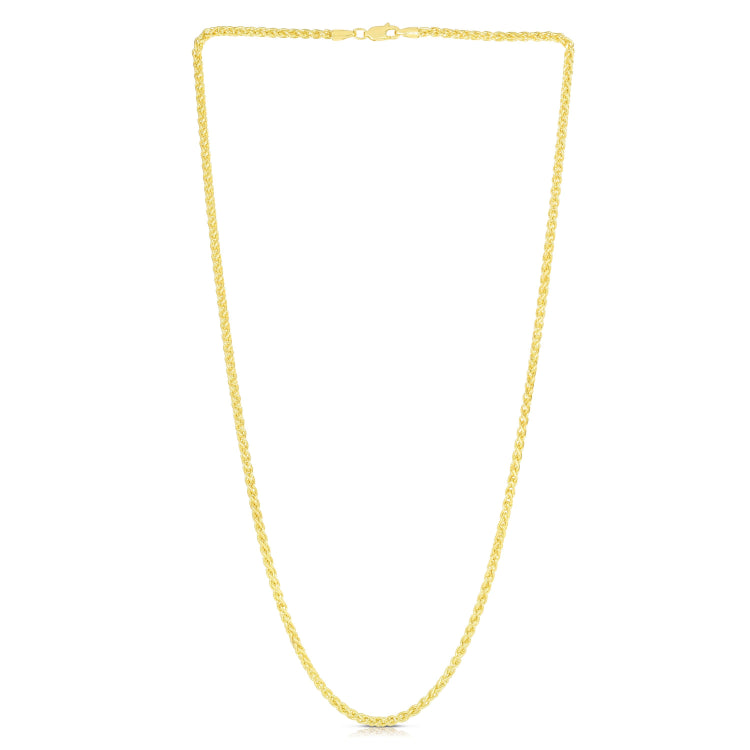 14K Yellow Gold 2.8mm Lite Round Wheat 20 Chain with Lobster Lock