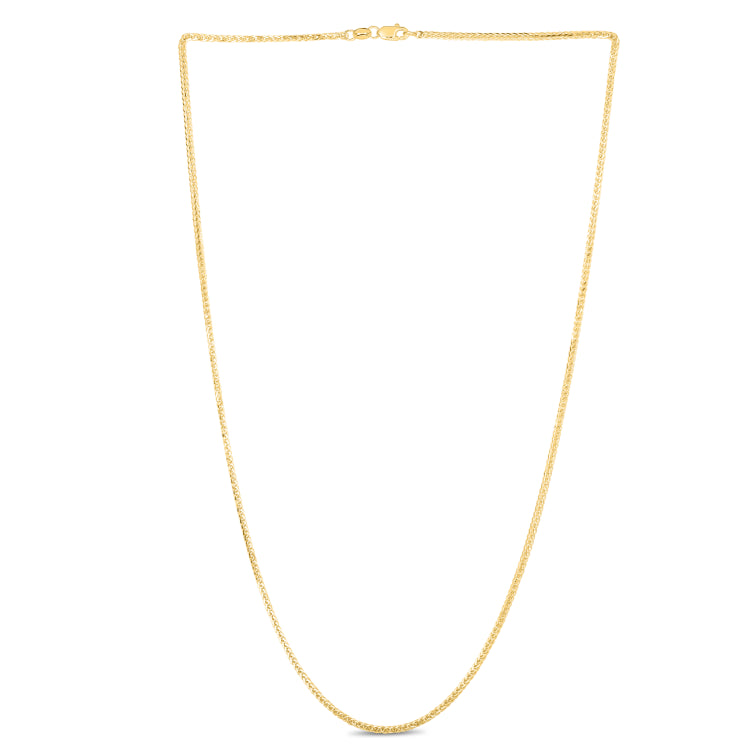14K Yellow Gold 1.8mm Square Wheat 20 Chain with Lobster Lock