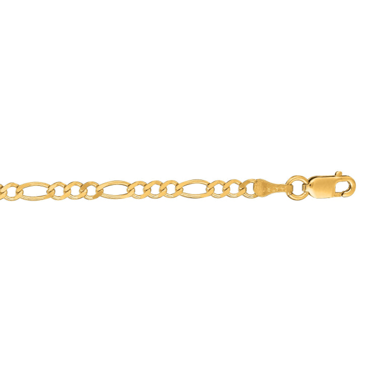 14K Yellow Gold 3.1mm Figaro 20 Chain with Lobster Lock