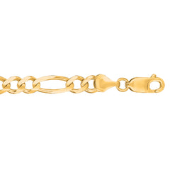 14K Yellow Gold 6mm Figaro 7 Chain Bracelet with Lobster Lock