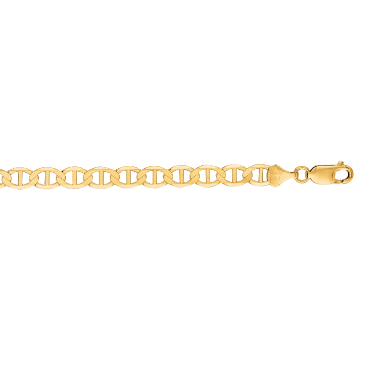 14K Yellow Gold 6.3mm Mariner 8.5 Chain Bracelet with Lobster Lock
