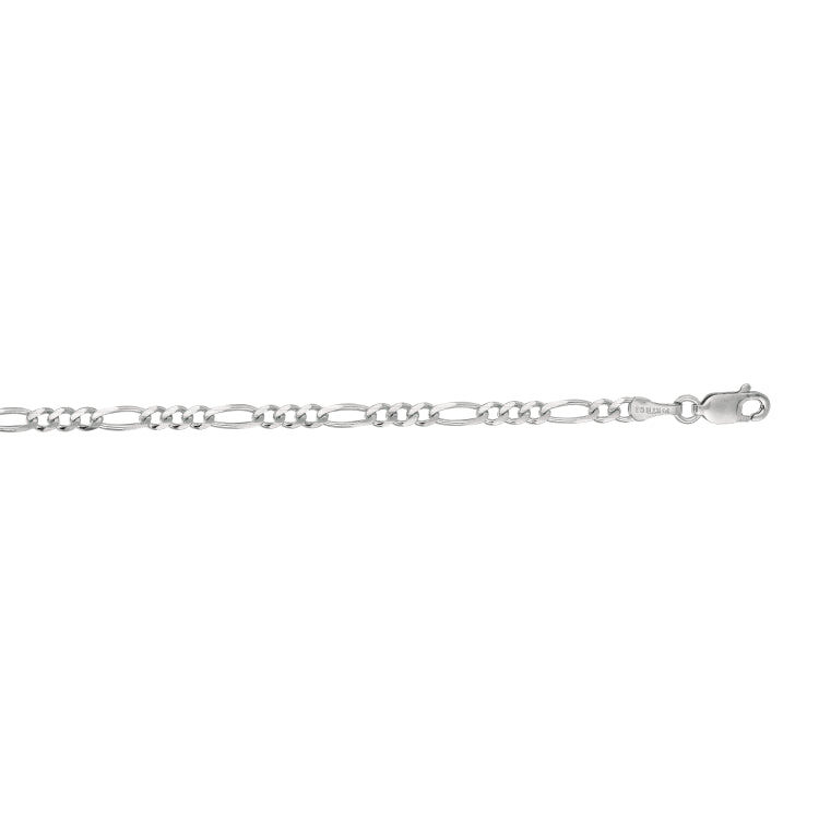14K White Gold 3mm Figaro 18 Chain with Lobster Lock