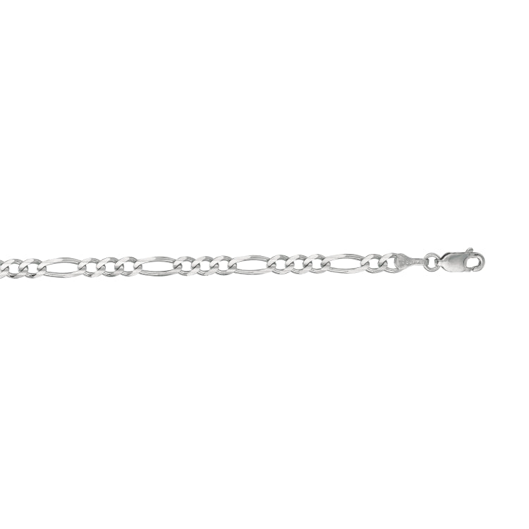 14K White Gold 3.8mm Figaro 18 Chain with Lobster Lock