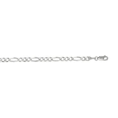 14K White Gold 3.8mm Figaro 18 Chain with Lobster Lock