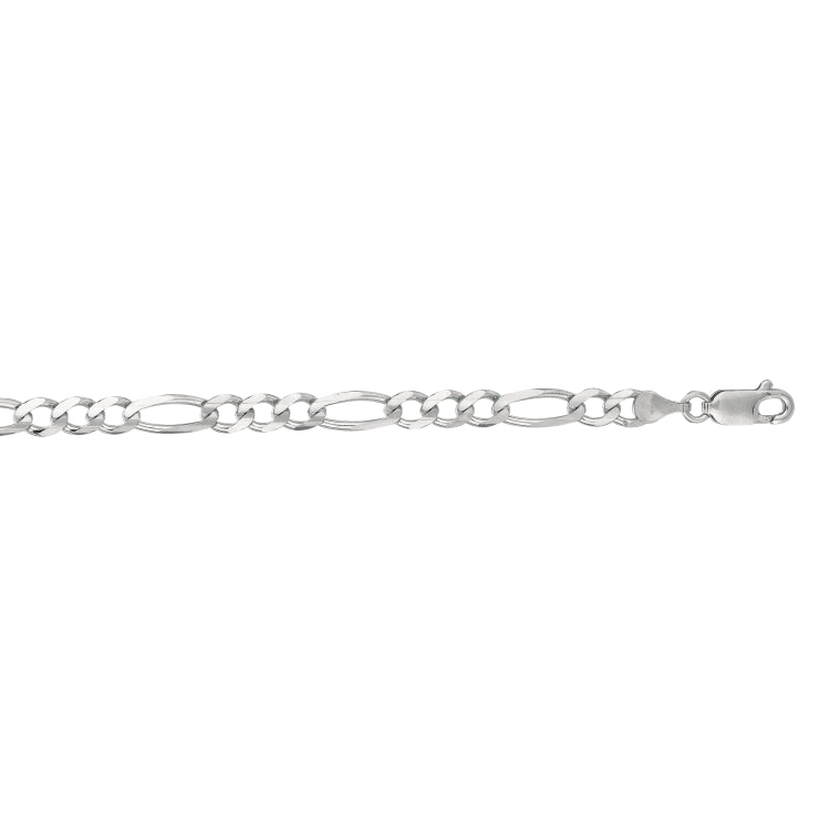 14K White Gold 4.6mm Figaro 24 Chain with Lobster Lock