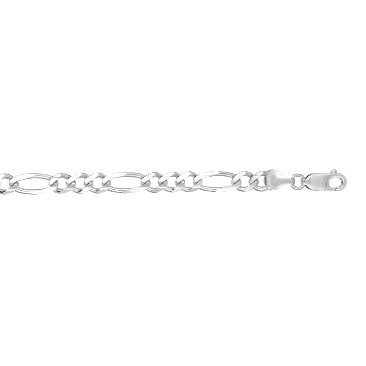 14K White Gold 6mm Figaro 20 Chain with Lobster Lock
