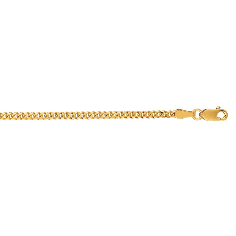14K Yellow Gold 2.2mm Gourmette 18 Chain with Lobster Lock