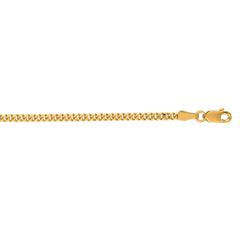 14K Yellow Gold 2.2mm Gourmette 18 Chain with Lobster Lock