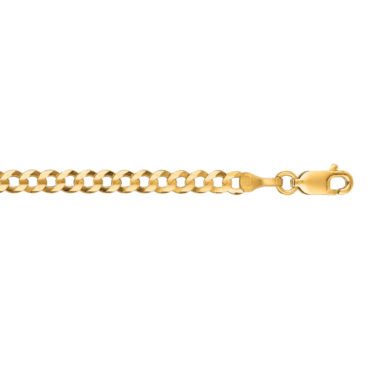 14K Yellow Gold 3.2mm Comfort Curb 22 Chain with Lobster Lock