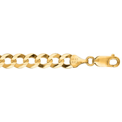 14K Yellow Gold 7mm Comfort Curb 8.5 Chain Bracelet with Lobster Lock