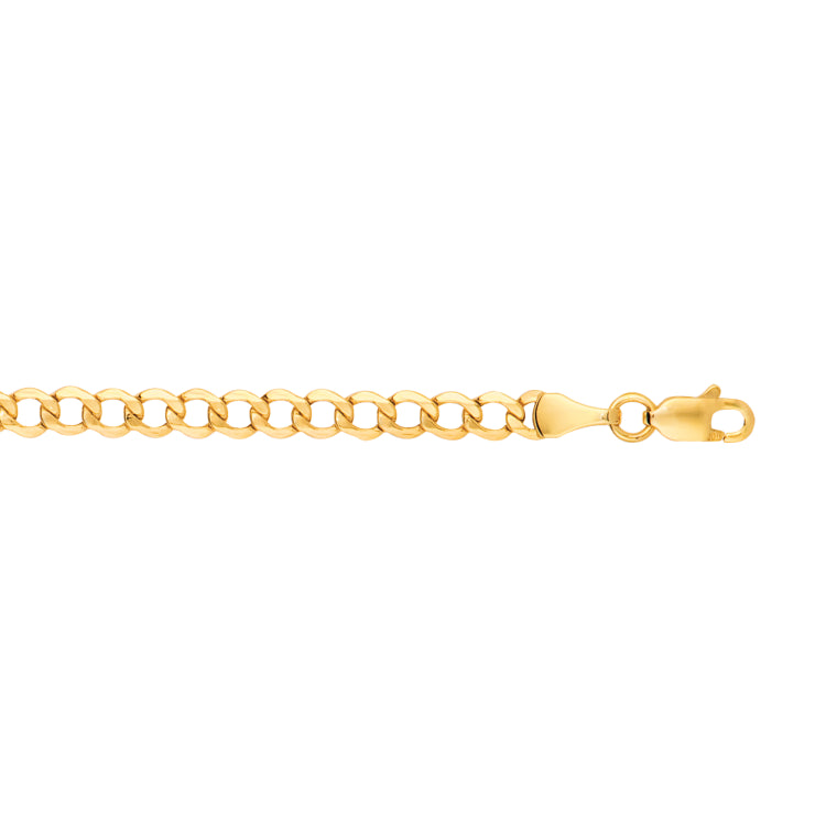 14K Yellow Gold 24 4.4mm Lite Curb Chain with Lobster Lock