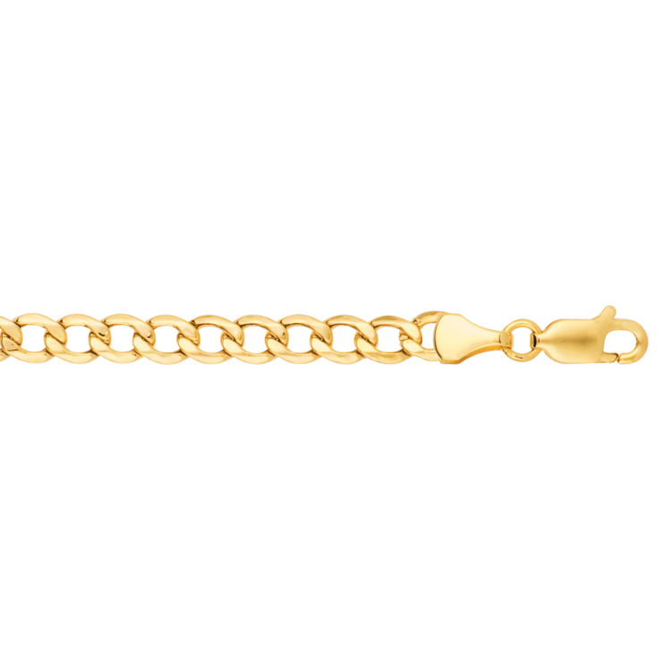 14K Yellow Gold 22 5.3mm Lite Curb Chain with Lobster Lock