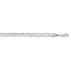 14K White Gold 4.7mm Comfort Curb 8 Chain Bracelet with Lobster Lock