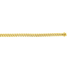 14K Yellow Gold 7.2mm Semi-Solid Classic Miami Cuban 8.5 Chain Bracelet with Box Lock