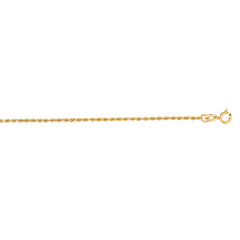14K Yellow Gold 16 1.4mm Diamond Cut Royal Rope Chain with Spring Ring Clasp