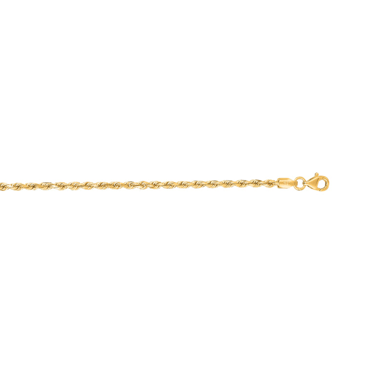 14K Yellow Gold 20 2.5mm Diamond Cut Royal Rope Chain with Lobster Lock