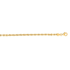 14K Yellow Gold 16 3mm Diamond Cut Royal Rope Chain with Lobster Lock