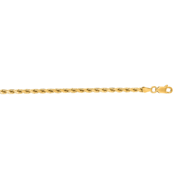 14K Yellow Gold 24 3.5mm Diamond Cut Royal Rope Chain with Lobster Lock