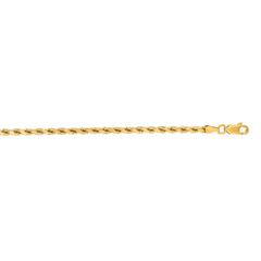 14K Yellow Gold 24 3.5mm Diamond Cut Royal Rope Chain with Lobster Lock