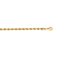 14K Yellow Gold 7 3.8mm Diamond Cut Royal Rope Chain Bracelet with Lobster Lock