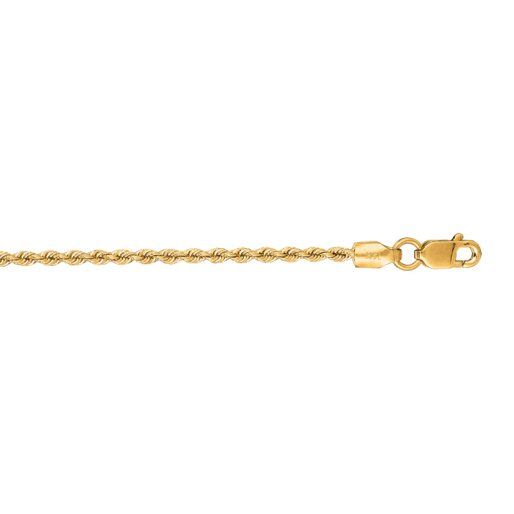 14K Yellow Gold 1.5mm Rope 18 Chain with Lobster Lock