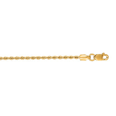 14K Yellow Gold 1.5mm Rope 24 Chain with Lobster Lock