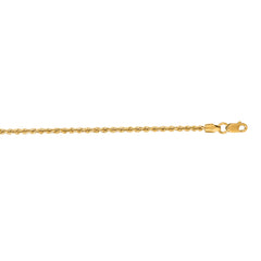 14K Yellow Gold 1.8mm Rope 20 Chain with Lobster Lock