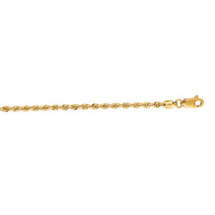 14K Yellow Gold 2.5mm Rope 22 Chain with Lobster Lock