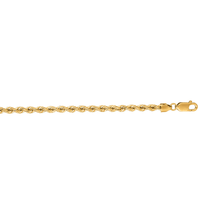 14K Yellow Gold 3mm Rope 16 Chain with Lobster Lock