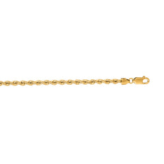 14K Yellow Gold 3mm Rope 18 Chain with Lobster Lock